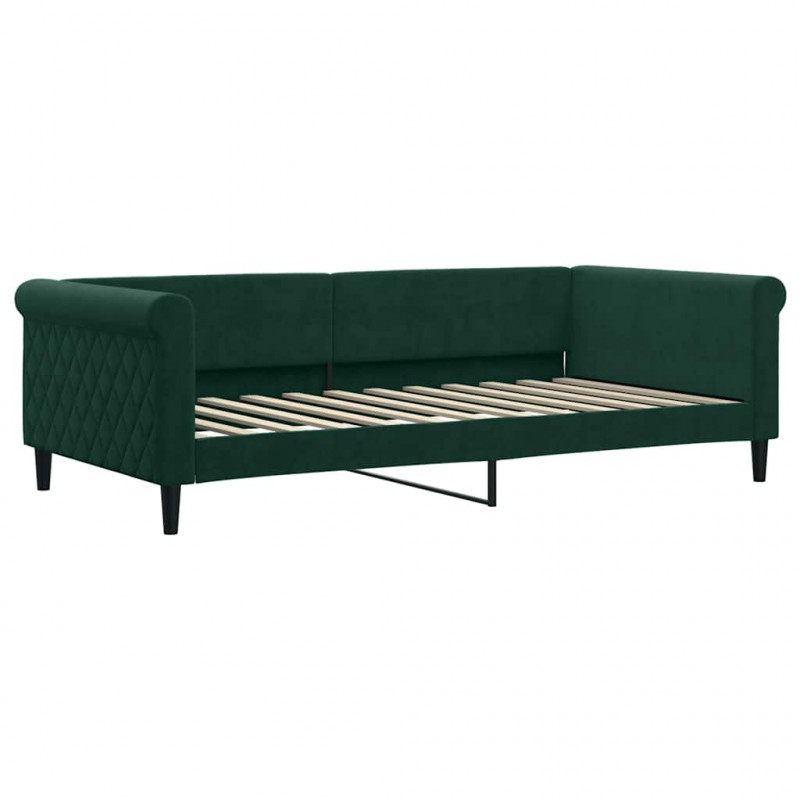 Sofa rozsuwana z materacami, ciemnozielona, 100x200 cm, aksamit