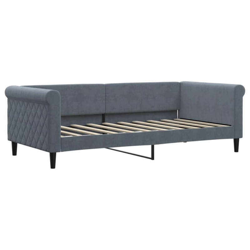 Sofa rozsuwana z materacami, ciemnoszara, 90x190 cm, aksamit