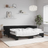 Sofa rozsuwana z materacami, czarna, 90x190 cm, aksamit
