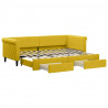 Sofa rozsuwana z szufladami, żółta, 80x200 cm, aksamit