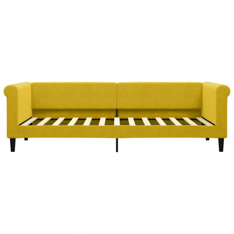 Sofa rozsuwana z szufladami, żółta, 80x200 cm, aksamit