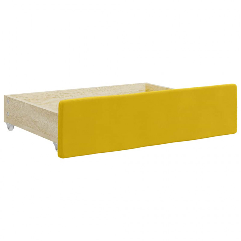Sofa rozsuwana z szufladami, żółta, 80x200 cm, aksamit