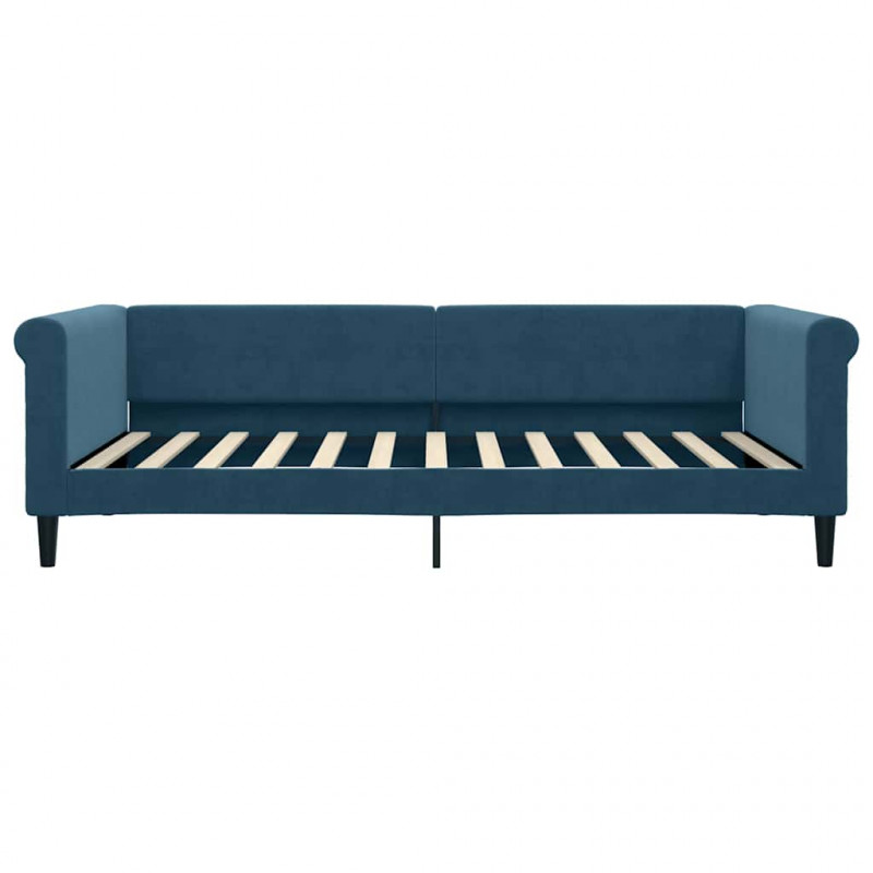 Sofa rozsuwana z szufladami, niebieska, 100x200 cm, aksamit