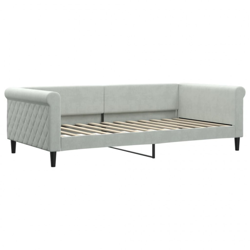 Sofa rozsuwana z szufladami, jasnoszara, 100x200 cm, aksamit