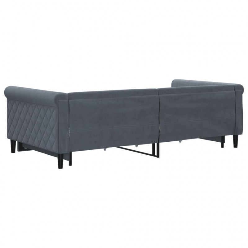 Sofa rozsuwana z szufladami, ciemnoszara, 100x200 cm, aksamit