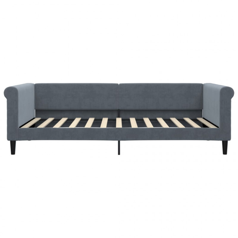 Sofa rozsuwana z szufladami, ciemnoszara, 100x200 cm, aksamit