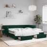 Sofa rozsuwana z szufladami, ciemnozielona, 100x200 cm, aksamit