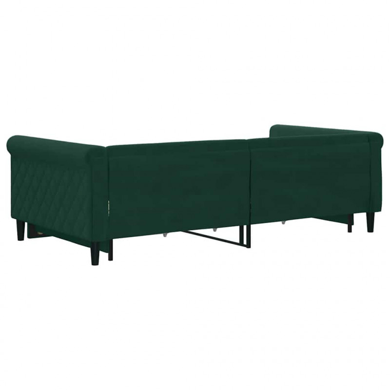 Sofa rozsuwana z szufladami, ciemnozielona, 100x200 cm, aksamit