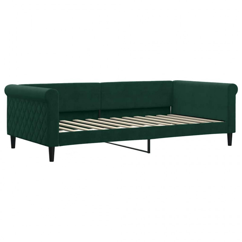 Sofa rozsuwana z szufladami, ciemnozielona, 100x200 cm, aksamit