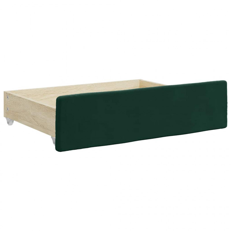 Sofa rozsuwana z szufladami, ciemnozielona, 100x200 cm, aksamit