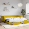 Sofa rozsuwana z szufladami, żółta, 100x200 cm, aksamit