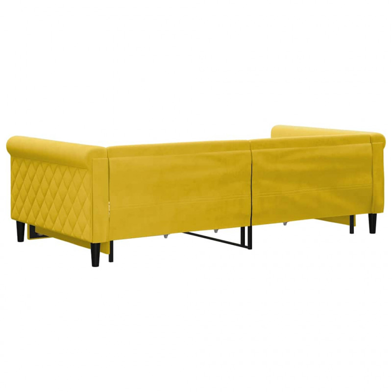 Sofa rozsuwana z szufladami, żółta, 100x200 cm, aksamit