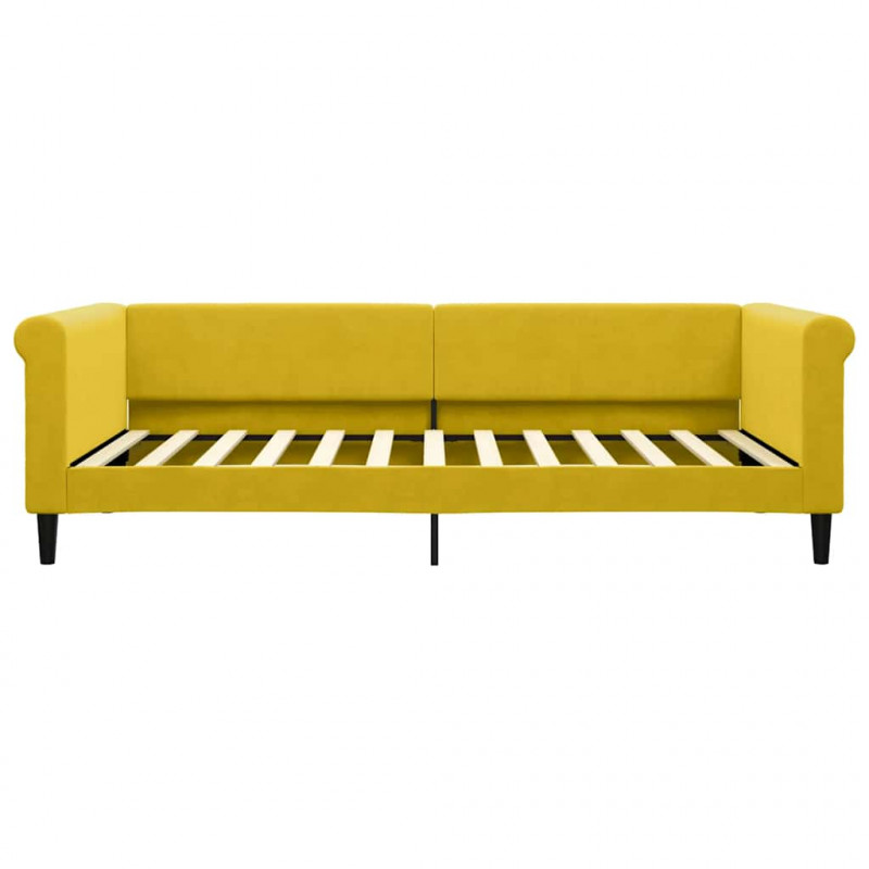 Sofa rozsuwana z szufladami, żółta, 100x200 cm, aksamit