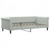 Sofa rozsuwana z szufladami, jasnoszara, 90x190 cm, aksamit
