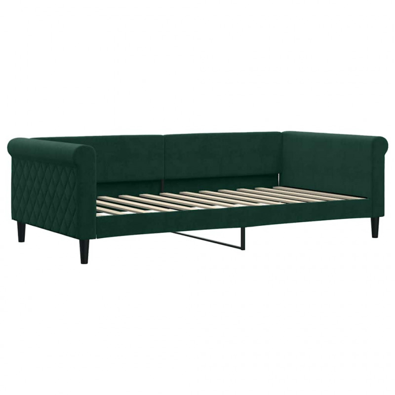 Sofa rozsuwana z szufladami, ciemnozielona, 100x200 cm, aksamit