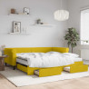Sofa rozsuwana z szufladami, żółta, 100x200 cm, aksamit