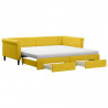 Sofa rozsuwana z szufladami, żółta, 100x200 cm, aksamit
