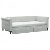 Sofa rozsuwana z szufladami, jasnoszara, 90x190 cm, aksamit