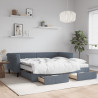 Sofa rozsuwana z szufladami, ciemnoszara, 90x190 cm, aksamit
