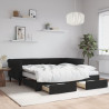 Sofa rozsuwana z szufladami, czarna, 90x190 cm, aksamit