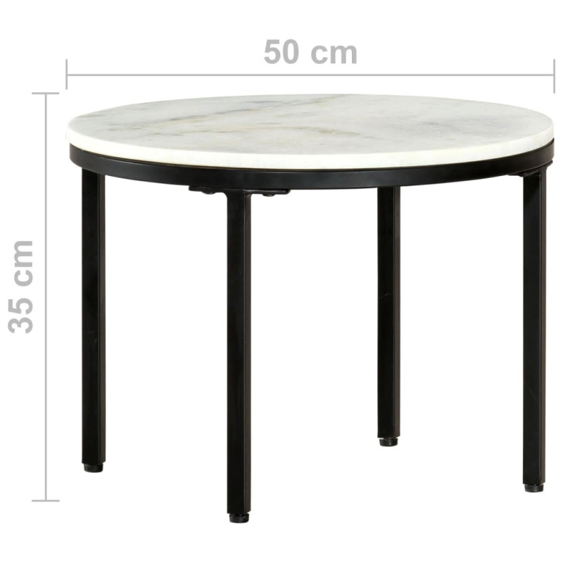 Stolik kawowy, biało-czarny, Ø50 cm, prawdziwy marmur