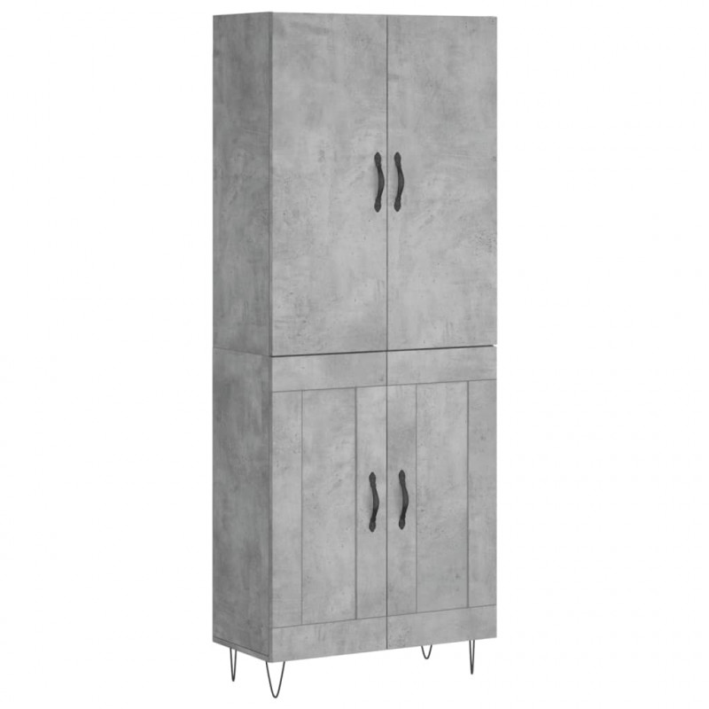 Witrynka, szarość betonu 69,5x34x180 cm materiał drewnopochodny