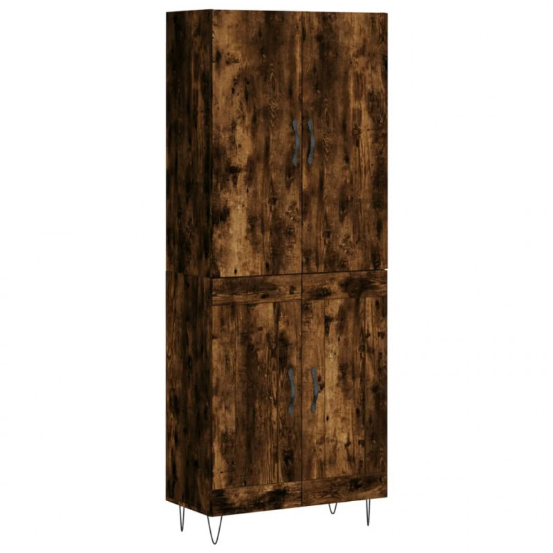 Witrynka przydymiony dąb 69,5x34x180 cm materiał drewnopochodny