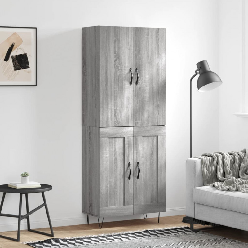 Witrynka szary dąb sonoma 69,5x34x180cm materiał drewnopochodny