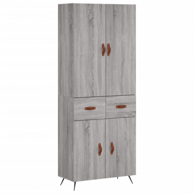 Witrynka szary dąb sonoma 69,5x34x180cm materiał drewnopochodny
