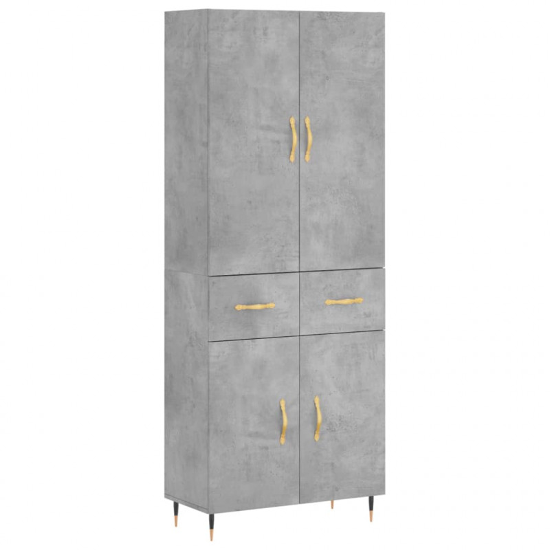 Witrynka, szarość betonu 69,5x34x180 cm materiał drewnopochodny
