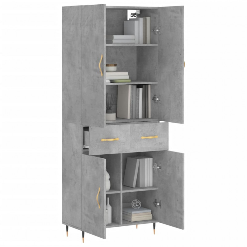 Witrynka, szarość betonu 69,5x34x180 cm materiał drewnopochodny