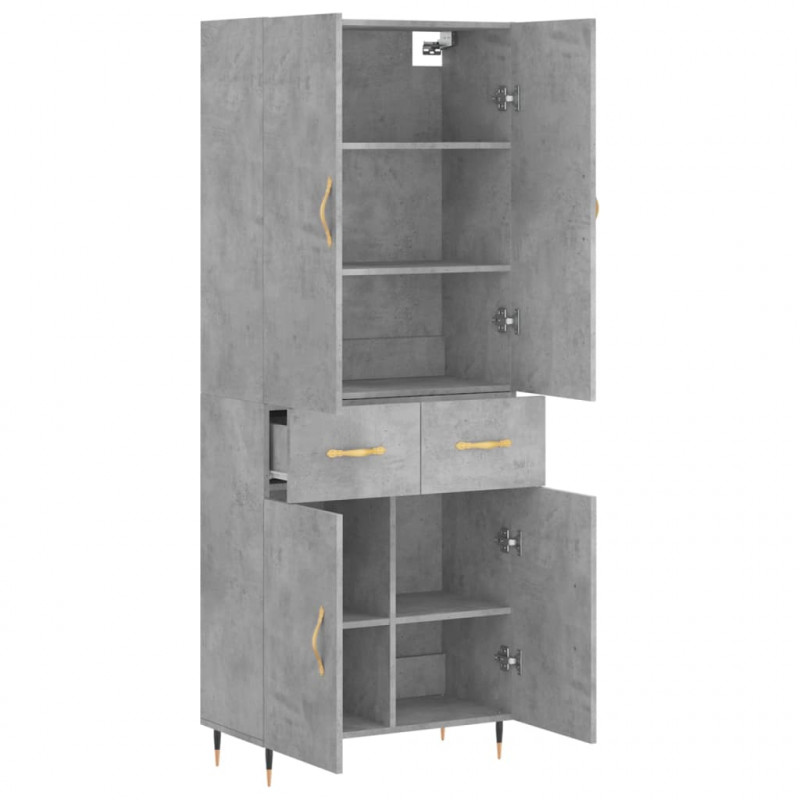 Witrynka, szarość betonu 69,5x34x180 cm materiał drewnopochodny
