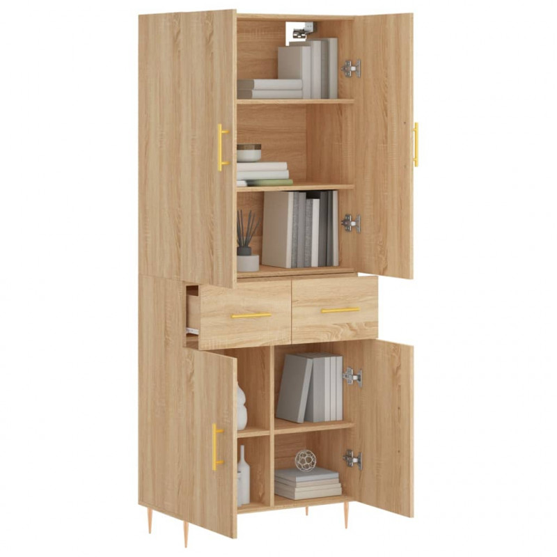 Witrynka, dąb sonoma, 69,5x34x180 cm, materiał drewnopochodny