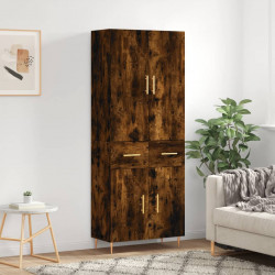 Witrynka przydymiony dąb 69,5x34x180 cm materiał drewnopochodny