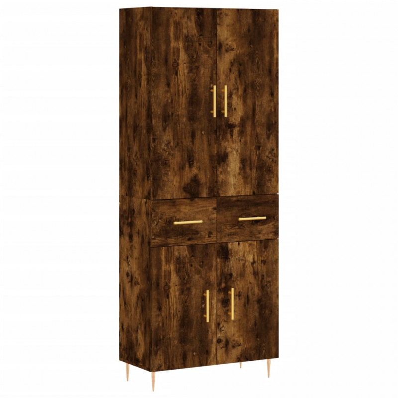 Witrynka przydymiony dąb 69,5x34x180 cm materiał drewnopochodny
