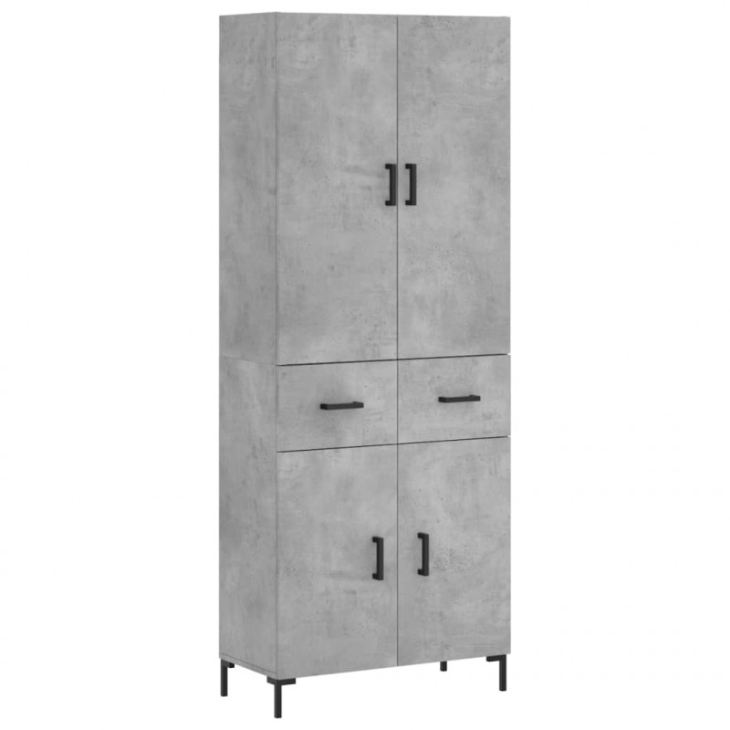 Witrynka, szarość betonu 69,5x34x180 cm materiał drewnopochodny