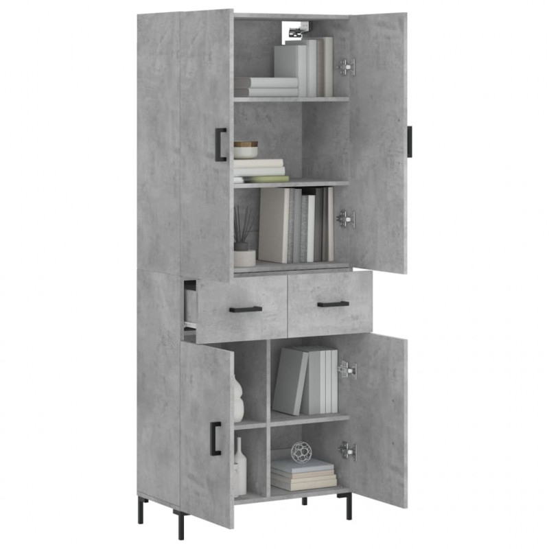 Witrynka, szarość betonu 69,5x34x180 cm materiał drewnopochodny