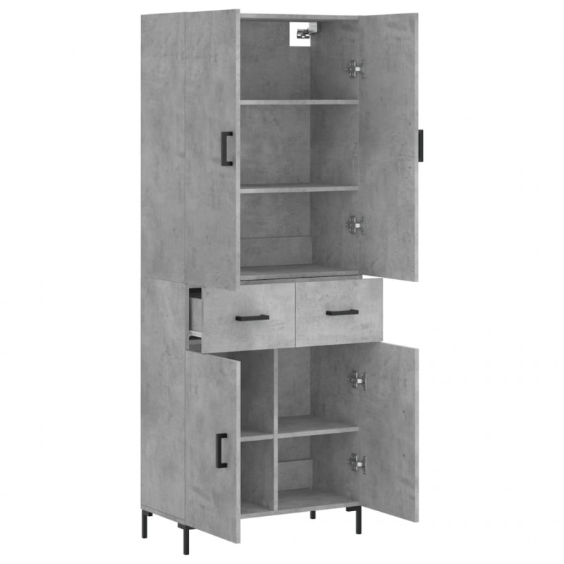 Witrynka, szarość betonu 69,5x34x180 cm materiał drewnopochodny