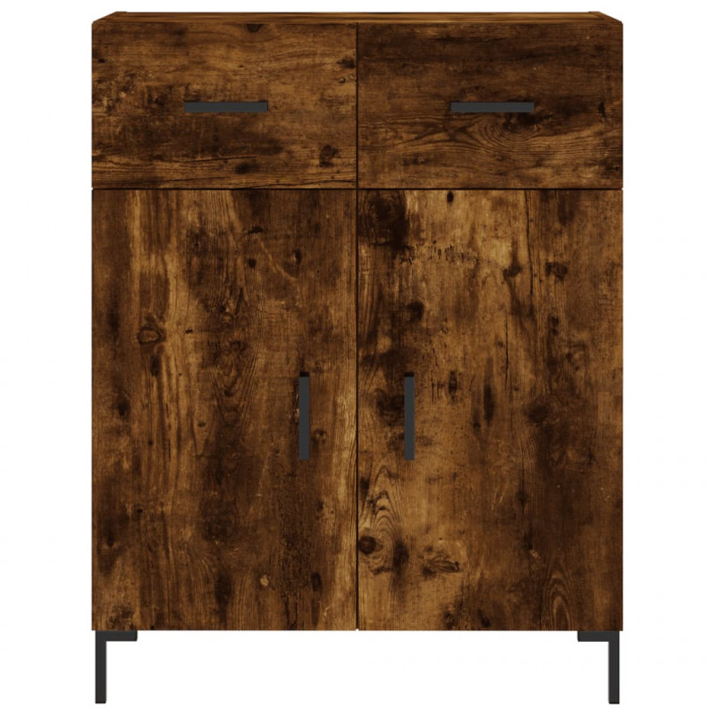Witrynka przydymiony dąb 69,5x34x180 cm materiał drewnopochodny