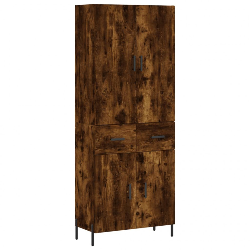 Witrynka przydymiony dąb 69,5x34x180 cm materiał drewnopochodny