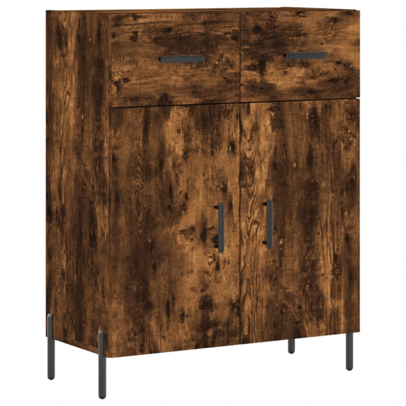 Witrynka przydymiony dąb 69,5x34x180 cm materiał drewnopochodny