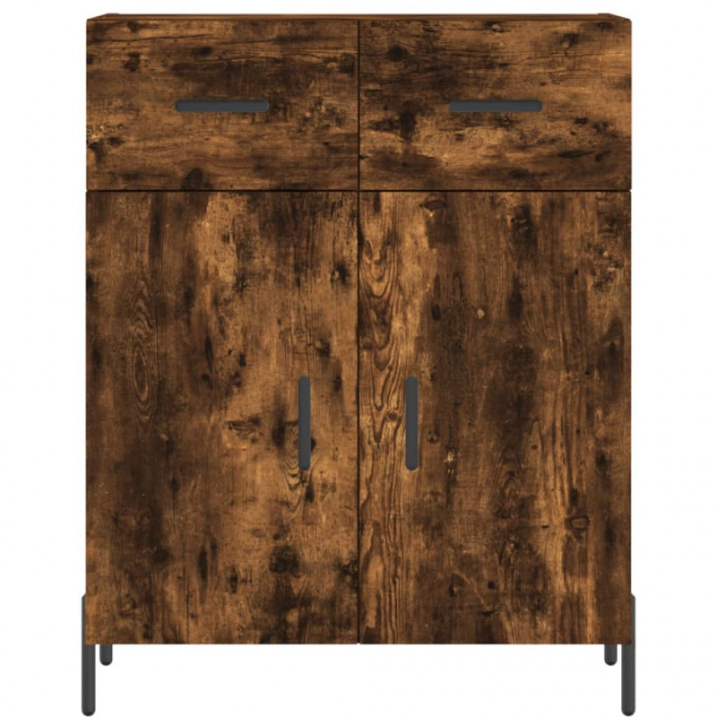 Witrynka przydymiony dąb 69,5x34x180 cm materiał drewnopochodny