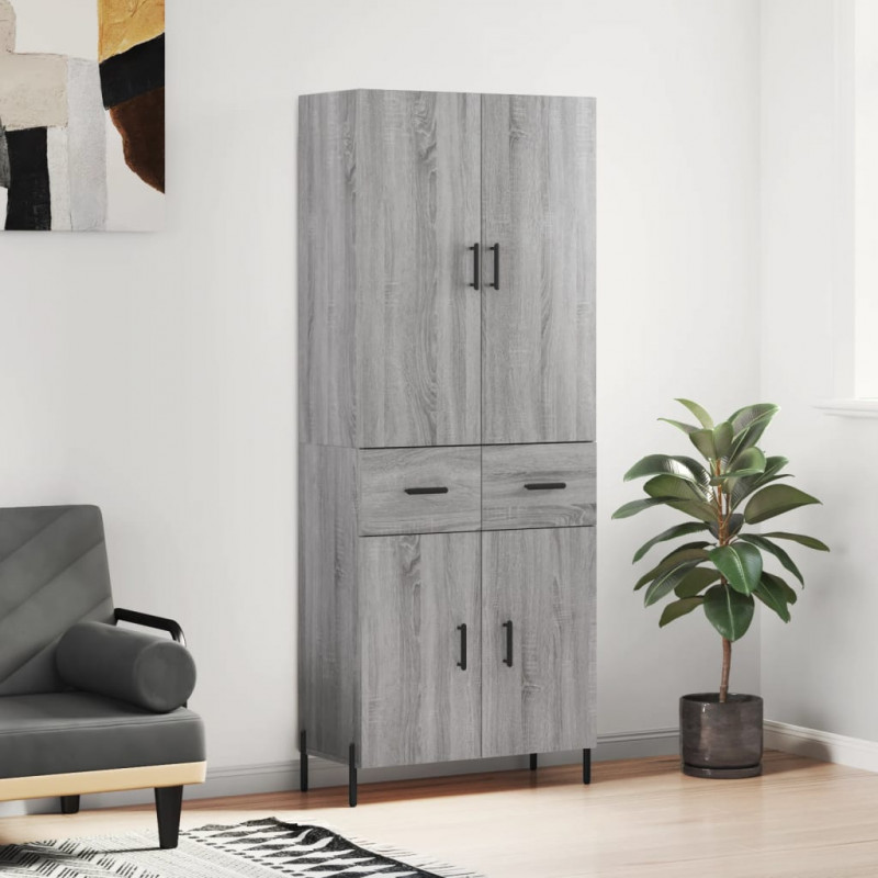 Witrynka szary dąb sonoma 69,5x34x180cm materiał drewnopochodny