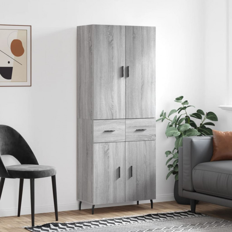 Witrynka szary dąb sonoma 69,5x34x180cm materiał drewnopochodny
