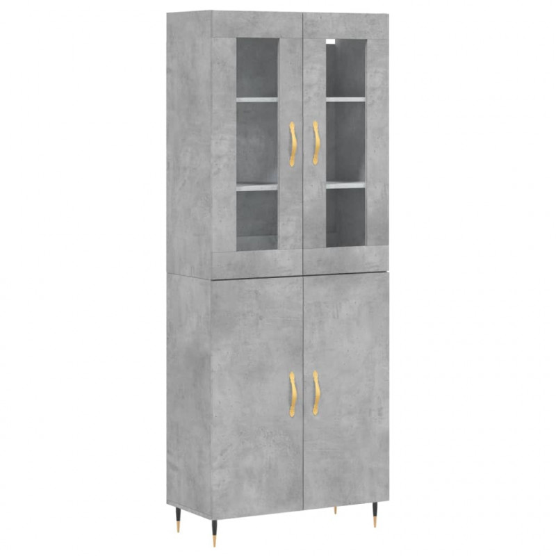 Witrynka, szarość betonu 69,5x34x180 cm materiał drewnopochodny