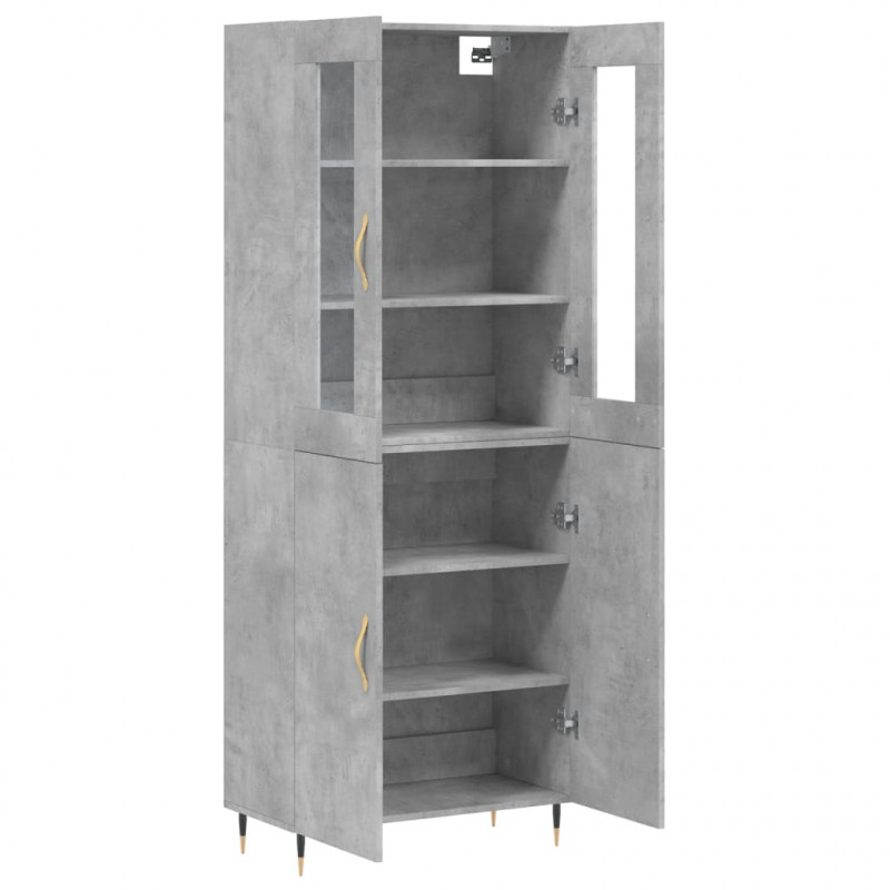 Witrynka, szarość betonu 69,5x34x180 cm materiał drewnopochodny
