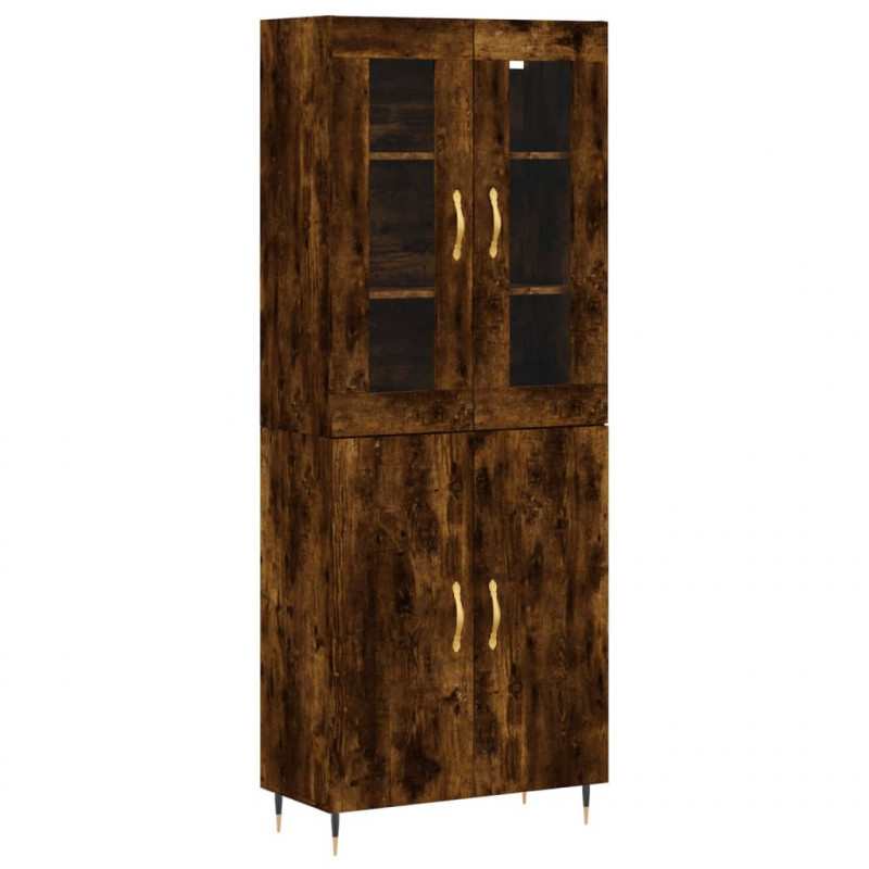 Witrynka przydymiony dąb 69,5x34x180 cm materiał drewnopochodny
