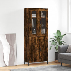 Witrynka przydymiony dąb 69,5x34x180 cm materiał drewnopochodny