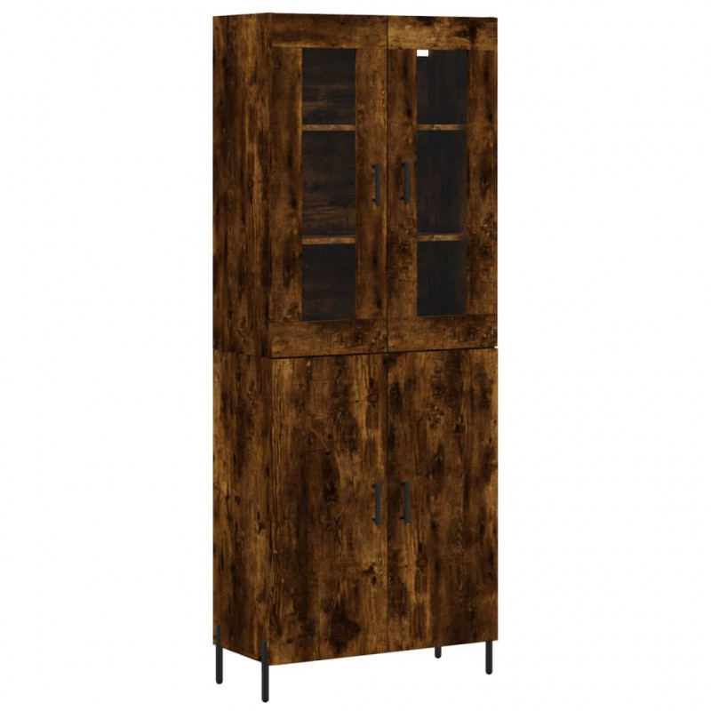 Witrynka przydymiony dąb 69,5x34x180 cm materiał drewnopochodny