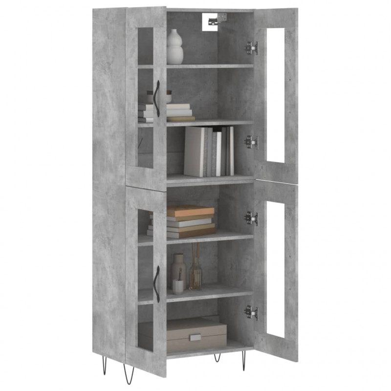 Witrynka, szarość betonu 69,5x34x180 cm materiał drewnopochodny